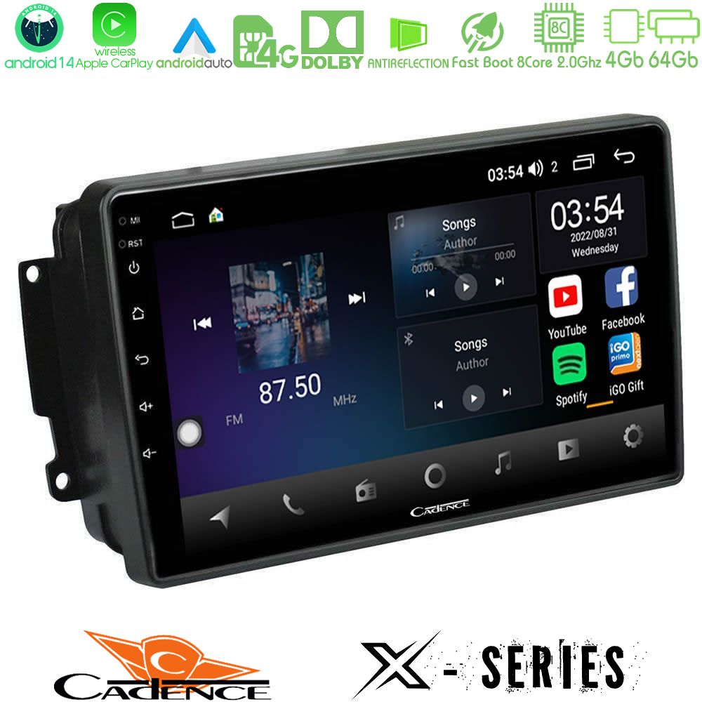 Cadence X Series Mercedes C/CLK/G Class (W203/W209) 8core Android 14 4+64GB Navigation Multimedia Tablet 9"