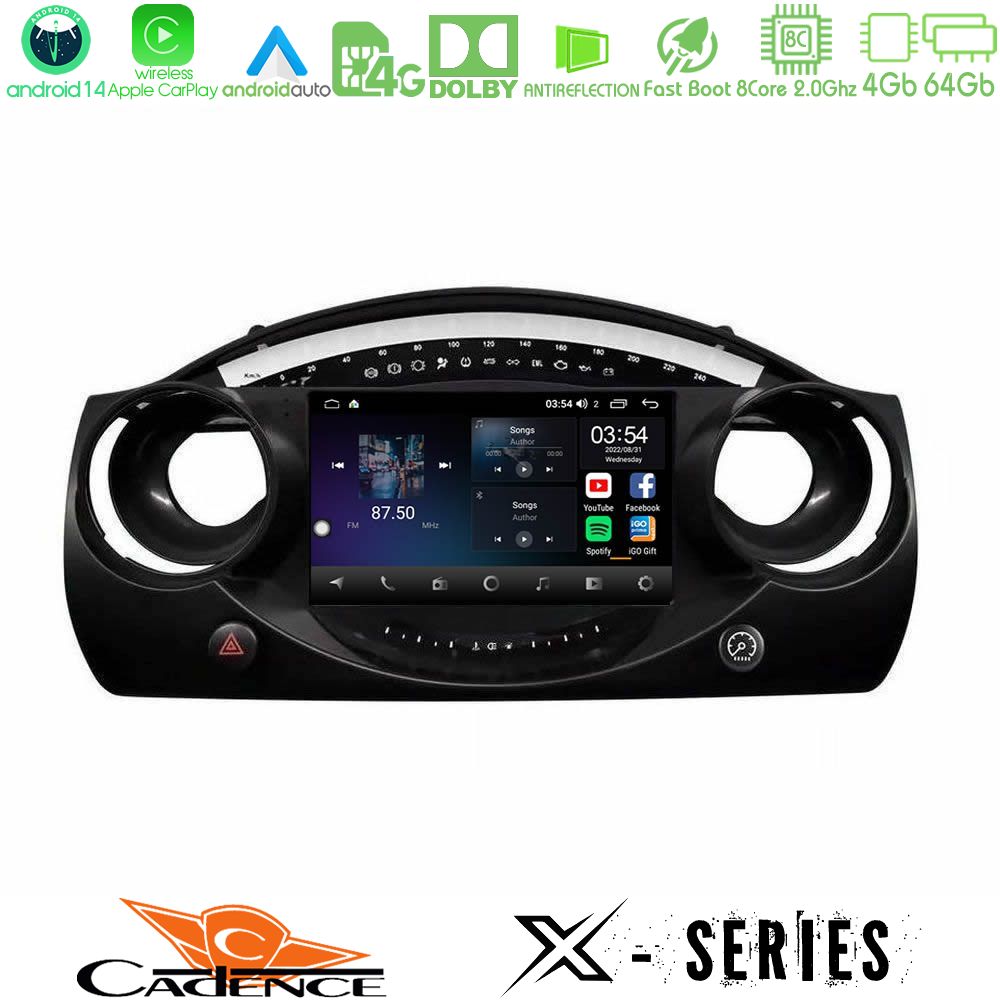 Cadence X Series Mini Cooper R50 8Core Android 14 4+64GB Navigation Multimedia Tablet 9"