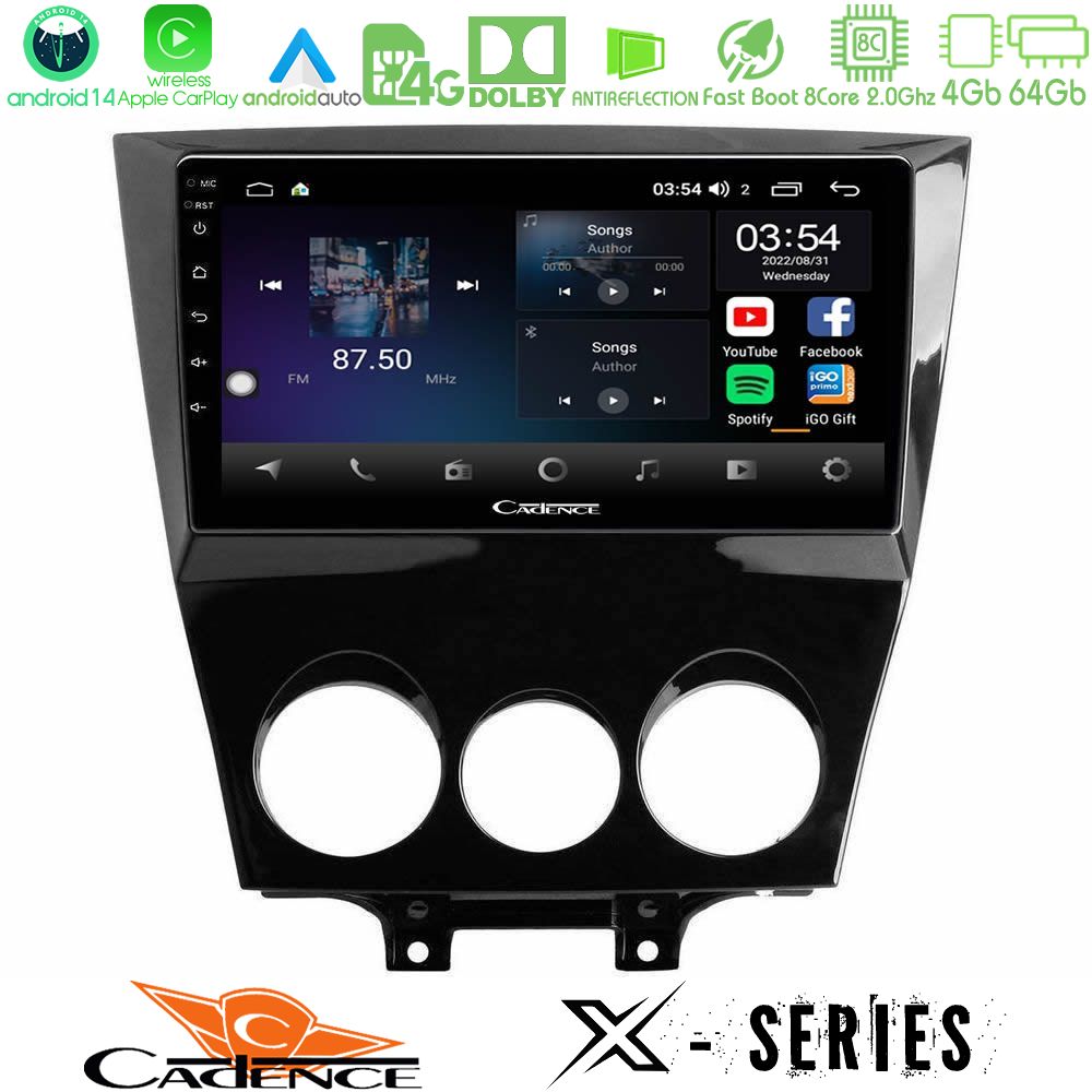 Cadence X Series Mazda RX8 2008-2012 8Core Android 14 4+64GB Navigation Multimedia Tablet 9"
