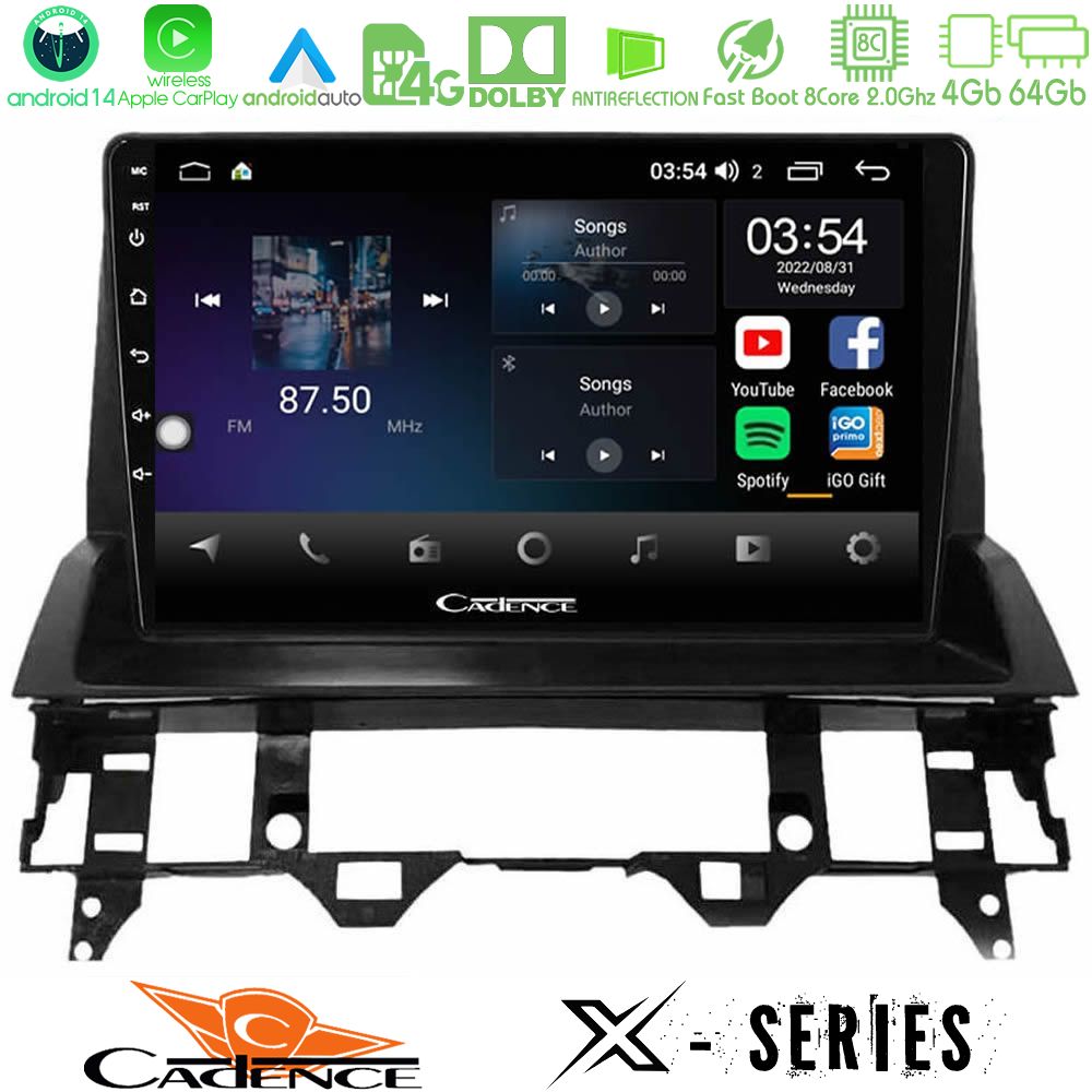 Cadence X Series Mazda6 2002-2006 8core Android 14 4+64GB Navigation Multimedia Tablet 9"