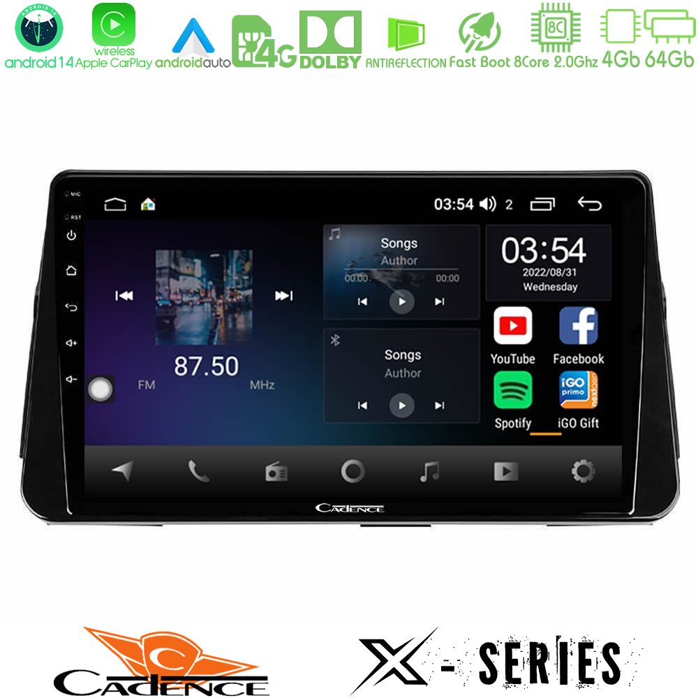 Cadence X Series Nissan Micra K14 8core Android 14 4+64GB Navigation Multimedia Tablet 9"