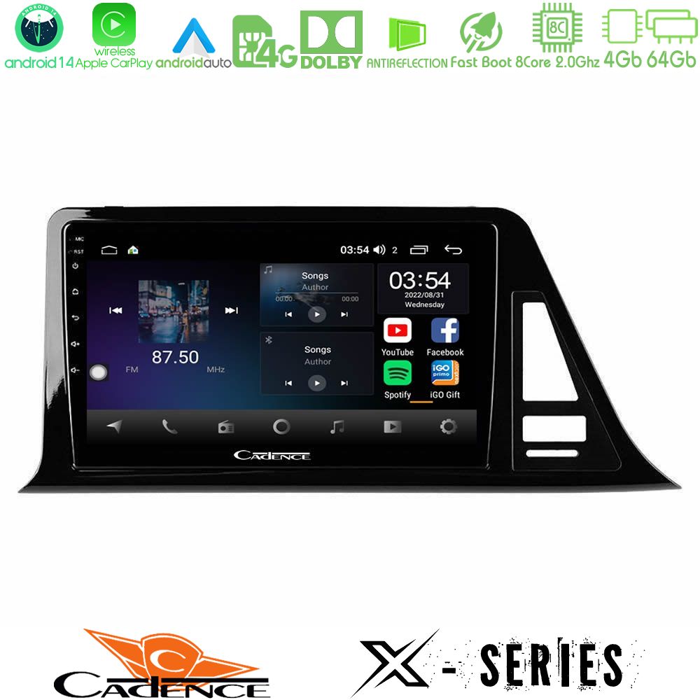 Cadence X Series Toyota CH-R 8core Android 14 4+64GB Navigation Multimedia Tablet 9"