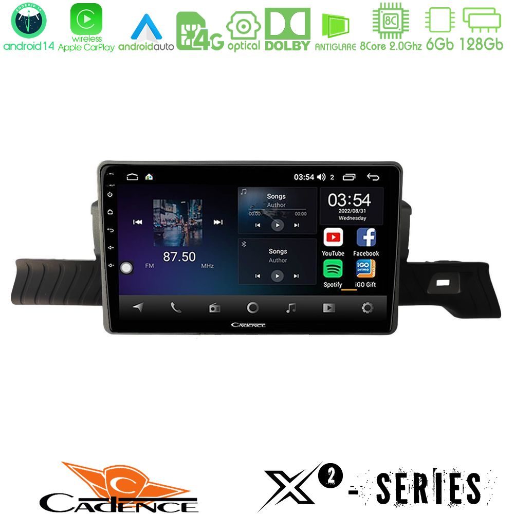 Cadence X2 Series 8Core Android14 6+128GB Citroen C3 You 2025-> Navigation Multimedia Tablet 9"