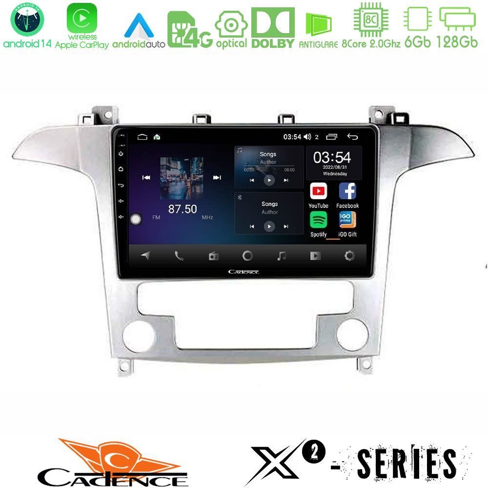 Cadence X2 Series 8Core Android14 6+128GB Ford S-Max 2006-2012 Navigation Multimedia Tablet 9"