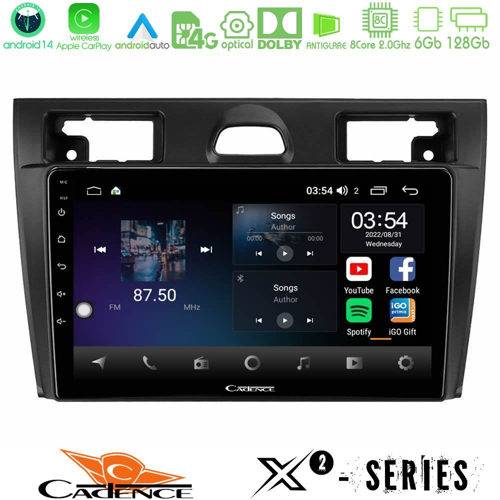 Cadence X2 Series 8Core Android14 6+128GB Ford Fiesta/Fusion Navigation Multimedia Tablet 9"