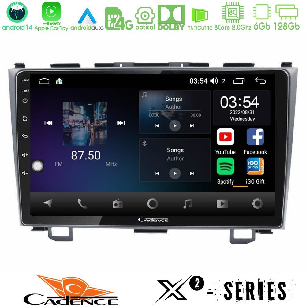 Cadence X2 Series 8Core Android14 6+128GB Honda CRV Navigation Multimedia Tablet 9"
