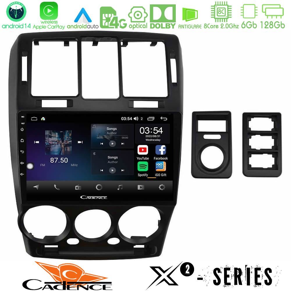 Cadence X2 Series 8Core Android14 6+128GB  Hyundai Getz 2002-2009 Navigation Multimedia Tablet 9"