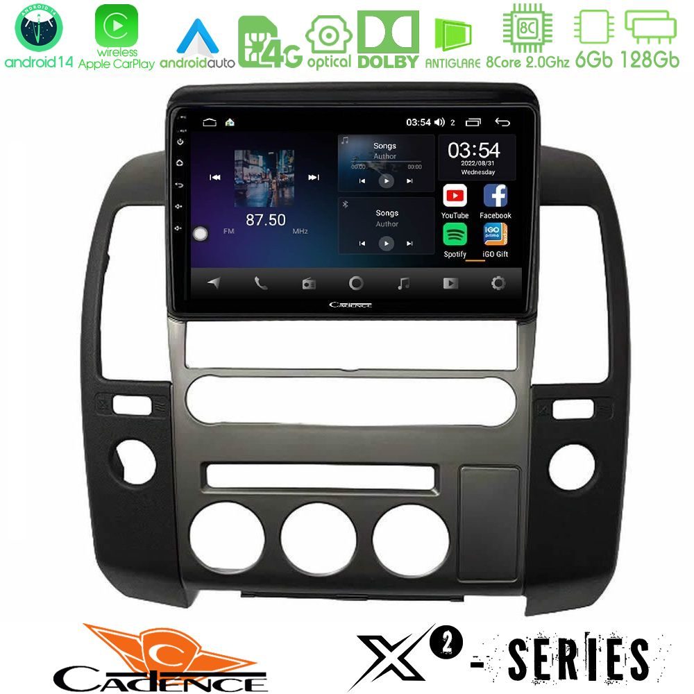 Cadence X2 Series 8Core Android14 6+128GB   Nissan Navara D40 2006-2012 (με εργ.οθόνη) Navigation Multimedia Tablet 9"