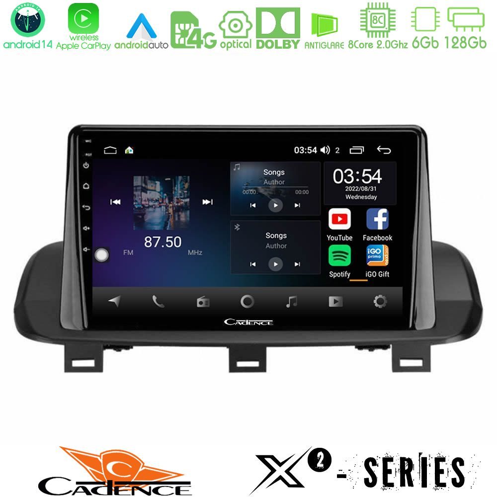 Cadence X2 Series 8Core Android14 6+128GB  Nissan Qashqai J12 amp; X-Trail T33 Navigation Multimedia Tablet 10"