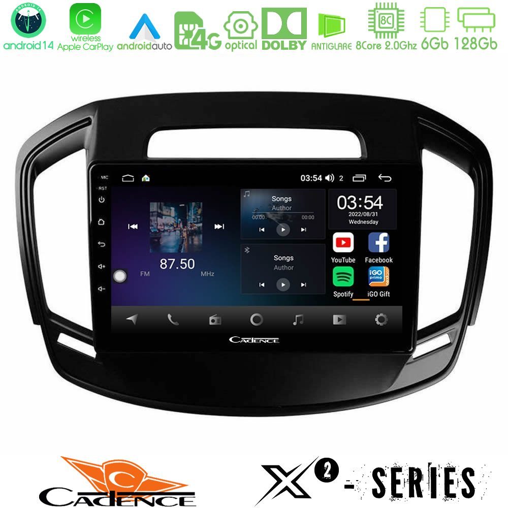 Cadence X2 Series 8Core Android14 6+128GB Opel Insignia 2014-2017 Navigation Multimedia Tablet 9"