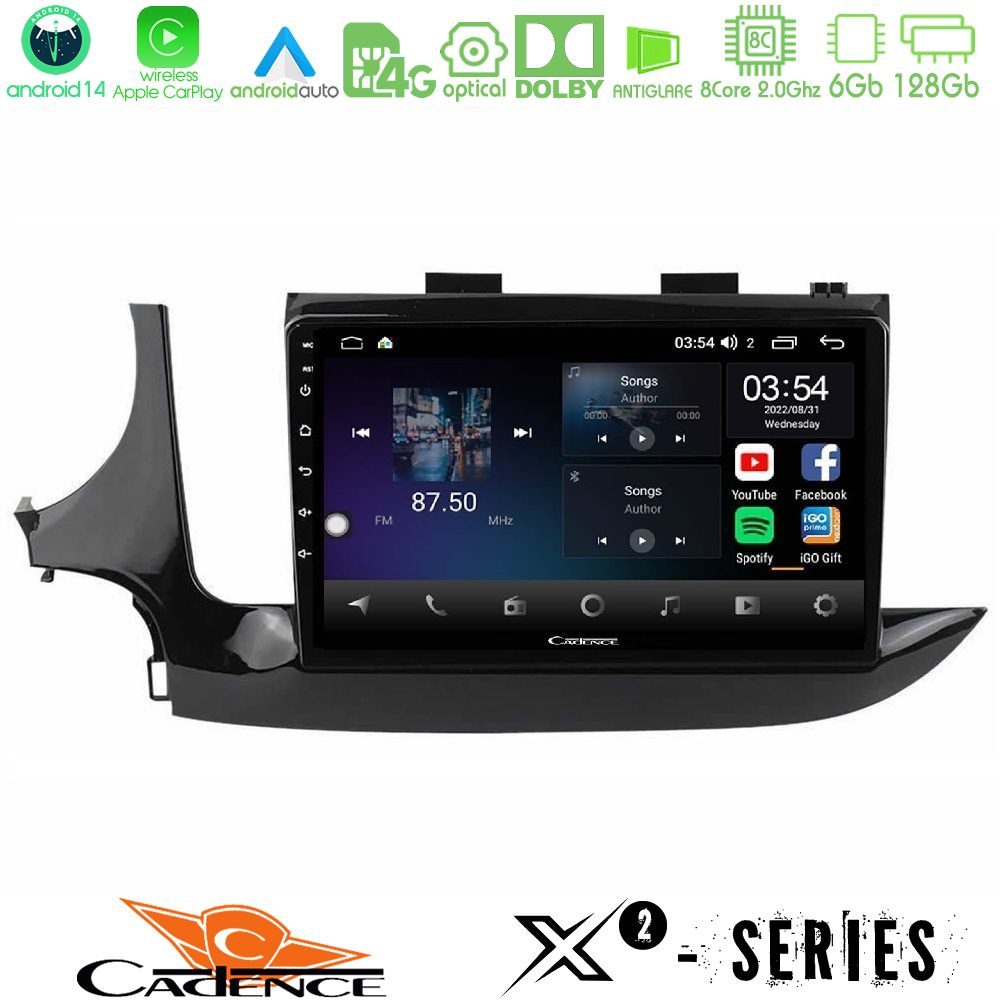 Cadence X2 Series 8Core Android14 6+128GB Opel Mokka 2016-2020 Navigation Multimedia Tablet 9"