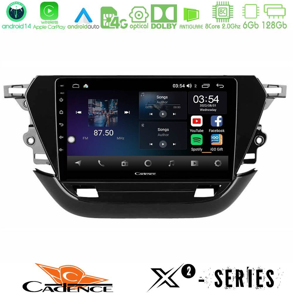 Cadence X2 Series 8Core Android14 6+128GB  Opel Corsa F 2019-2023 Navigation Multimedia Tablet 9"