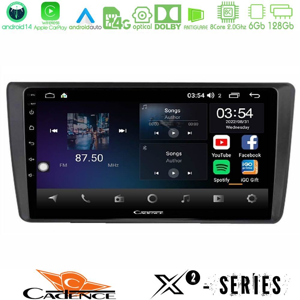 Cadence X2 Series 8Core Android14 6+128GB Skoda Octavia 2004-2012 Navigation Multimedia Tablet 9"