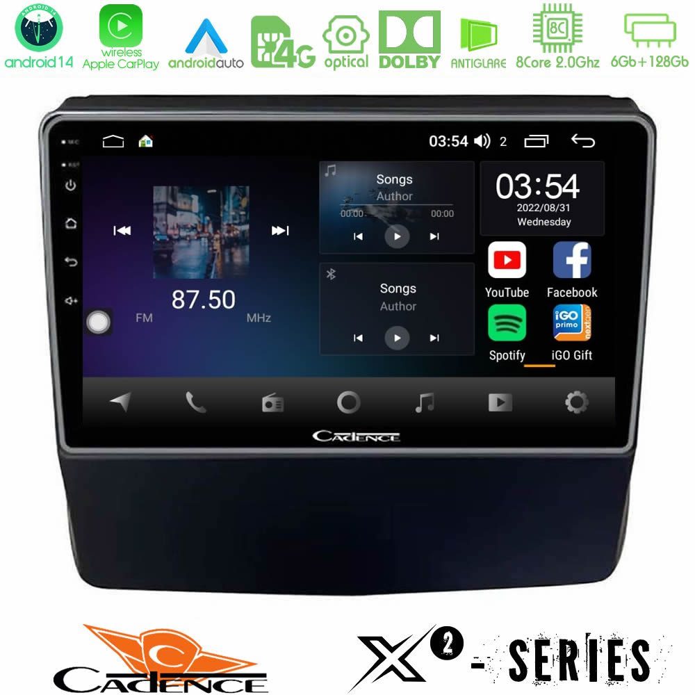 Cadence X2 Series 8Core Android14 6+128GB Subaru Forester/Impreza 2018-2021 Navigation Multimedia Tablet 9"