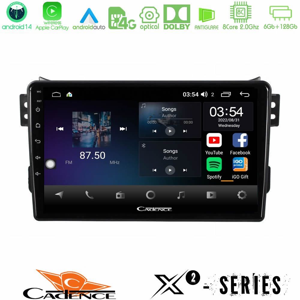 Cadence X2 Series 8Core Android14 6+128GB  Suzuki Splash amp; Opel Agila 2008-2014 Navigation Multimedia Tablet 9"