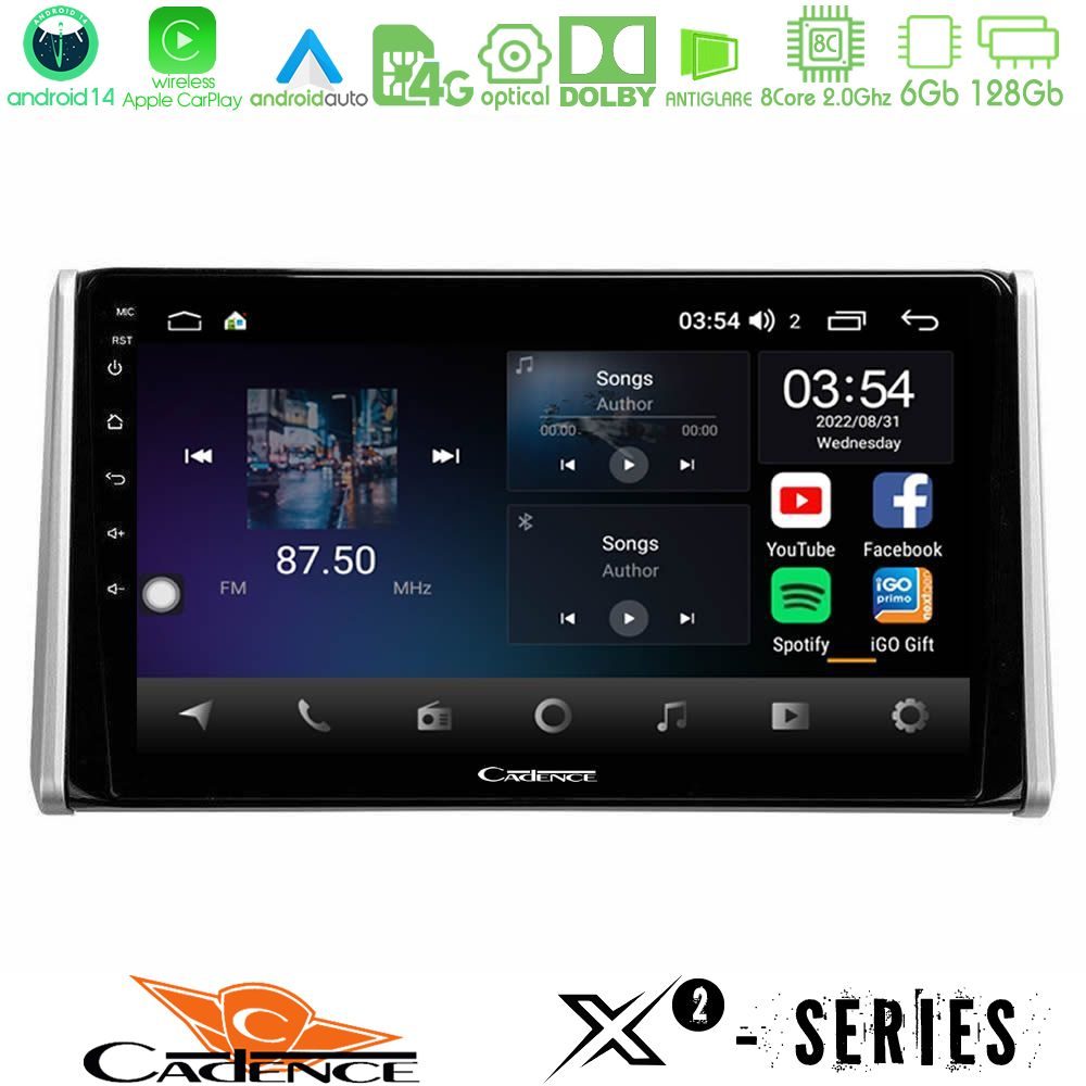 Cadence X2 Series 8Core Android14 6+128GB  Toyota RAV4 2019-2023 Navigation Multimedia Tablet 10"