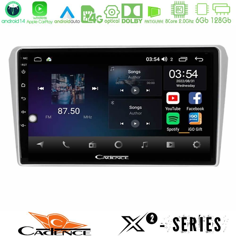 Cadence X2 Series 8Core Android14 6+128GB  Toyota Avensis T25 02/2003–2008 Navigation Multimedia Tablet 9"