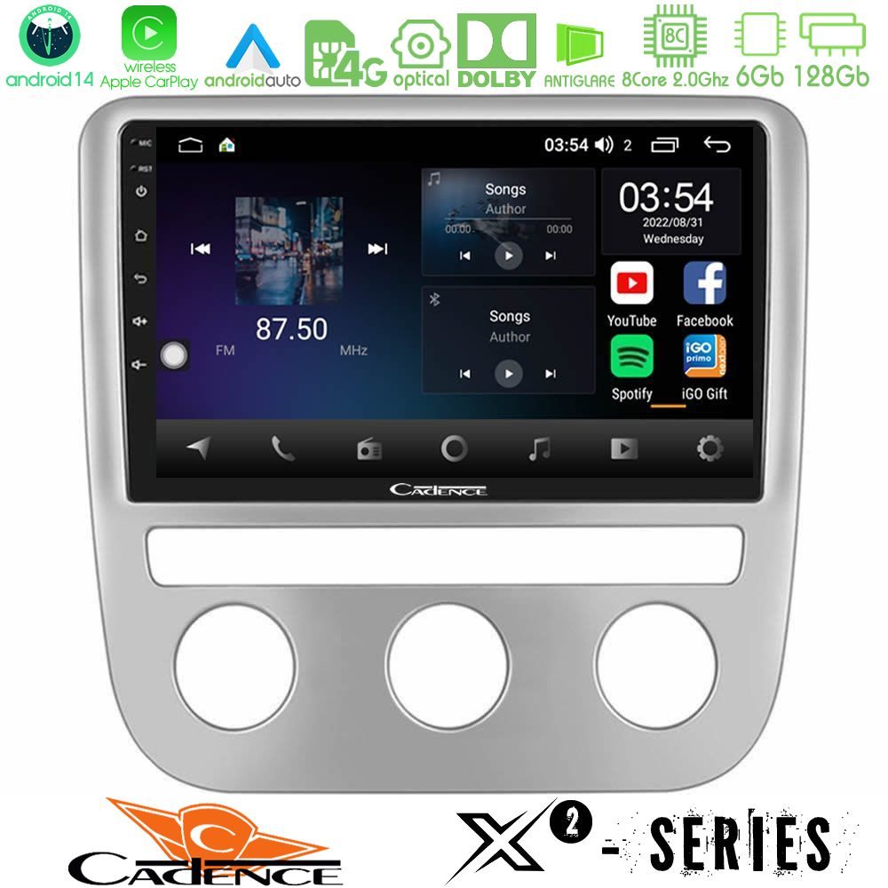 Cadence X2 Series 8Core Android14 6+128GB  VW Scirocco 2008-2014 Navigation Multimedia Tablet 9"