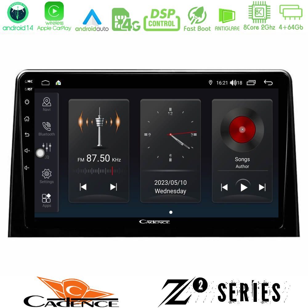 Cadence Z2 Series 8Core Android14 4+64GB  Peugeot Partner / Citroën Berlingo 2020-> Navigation Multimedia Tablet 10" Με Carplay & Android Auto