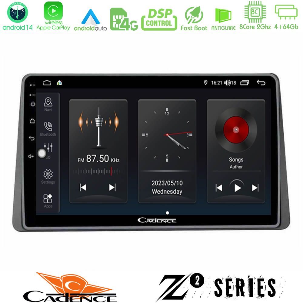 Cadence Z2 Series 8Core Android14 4+64GB  Renault Arkana 2019-> Navigation Multimedia Tablet 10" Με Carplay & Android Auto Με Carplay & Android Auto