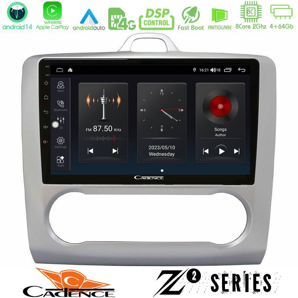 Cadence Z2 Series 8Core Android14 4+64GB  Ford Focus Auto AC Navigation Multimedia Tablet 9" Με Carplay & Android Auto