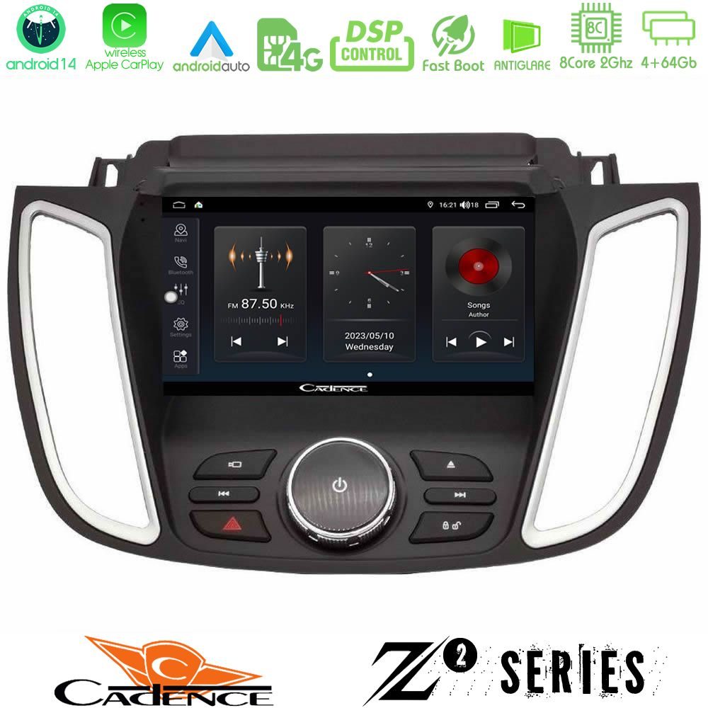 Cadence Z2 Series 8Core Android14 4+64GB Ford Kuga/C-Max 2013-2019 Navigation Multimedia Tablet 9" Με Carplay & Android Auto