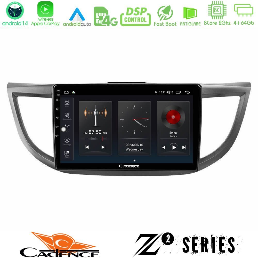 Cadence Z2 Series 8Core Android14 4+64GB Honda CRV 2012-2017 Navigation Multimedia Tablet 9" Με Carplay & Android Auto