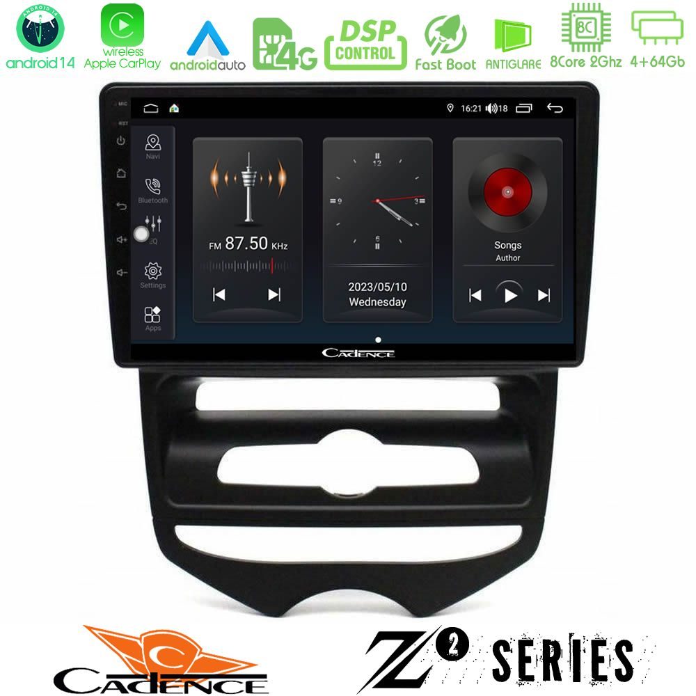 Cadence Z2 Series 8Core Android14 4+64GB Hyundai ix20 2010-2020 (MANUAL A/C) Navigation Multimedia Tablet 10" Με Carplay & Android Auto