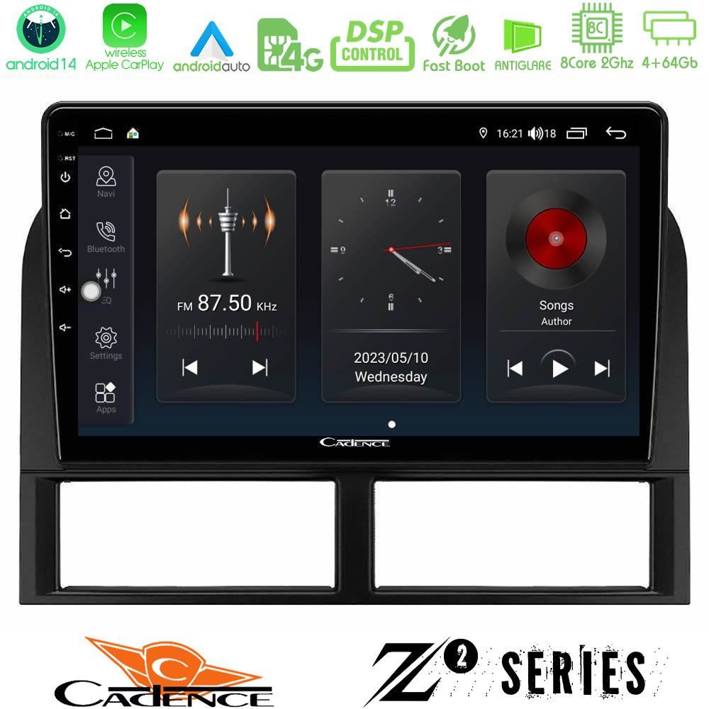 Cadence Z2 Series 8Core Android14 4+64GB  Jeep Grand Cherokee 1999-2004 Navigation Multimedia Tablet 9" Με Carplay & Android Auto