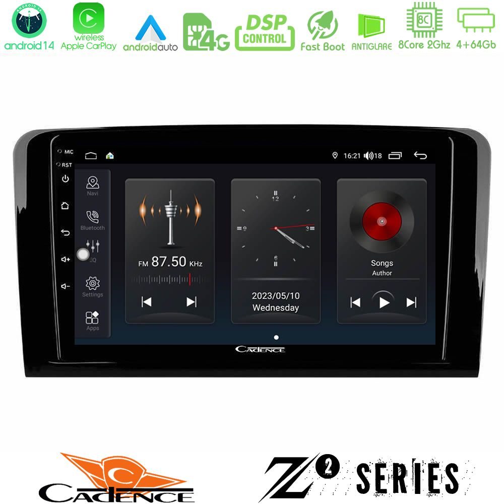 Cadence Z2 Series 8Core Android14 4+64GB Mercedes ML/GL Class Navigation Multimedia Tablet 9" Με Carplay & Android Auto