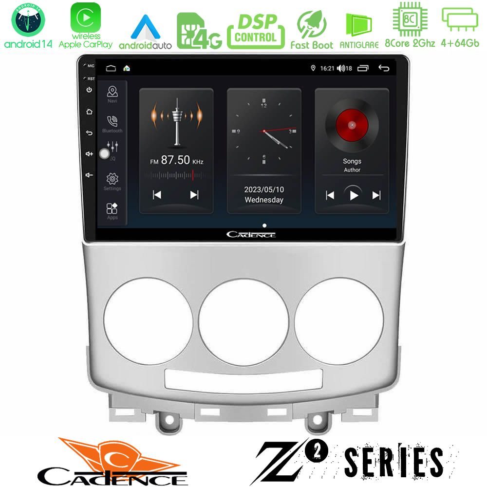 Cadence Z2 Series 8Core Android14 4+64GB  Mazda 5 2004-2010 Navigation Multimedia Tablet 9" Με Carplay & Android Auto