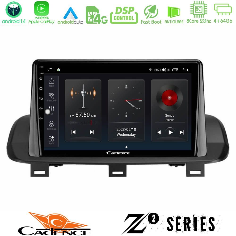 Cadence Z2 Series 8Core Android14 4+64GB  Nissan Qashqai J12 & X-Trail T33 Navigation Multimedia Tablet 10" Με Carplay & Android Auto