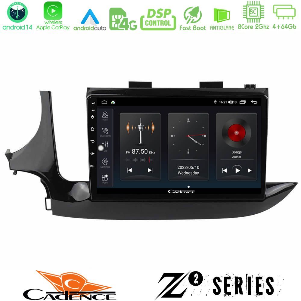 Cadence Z2 Series 8Core Android14 4+64GB Opel Mokka 2016-2020 Navigation Multimedia Tablet 9" Με Carplay & Android Auto