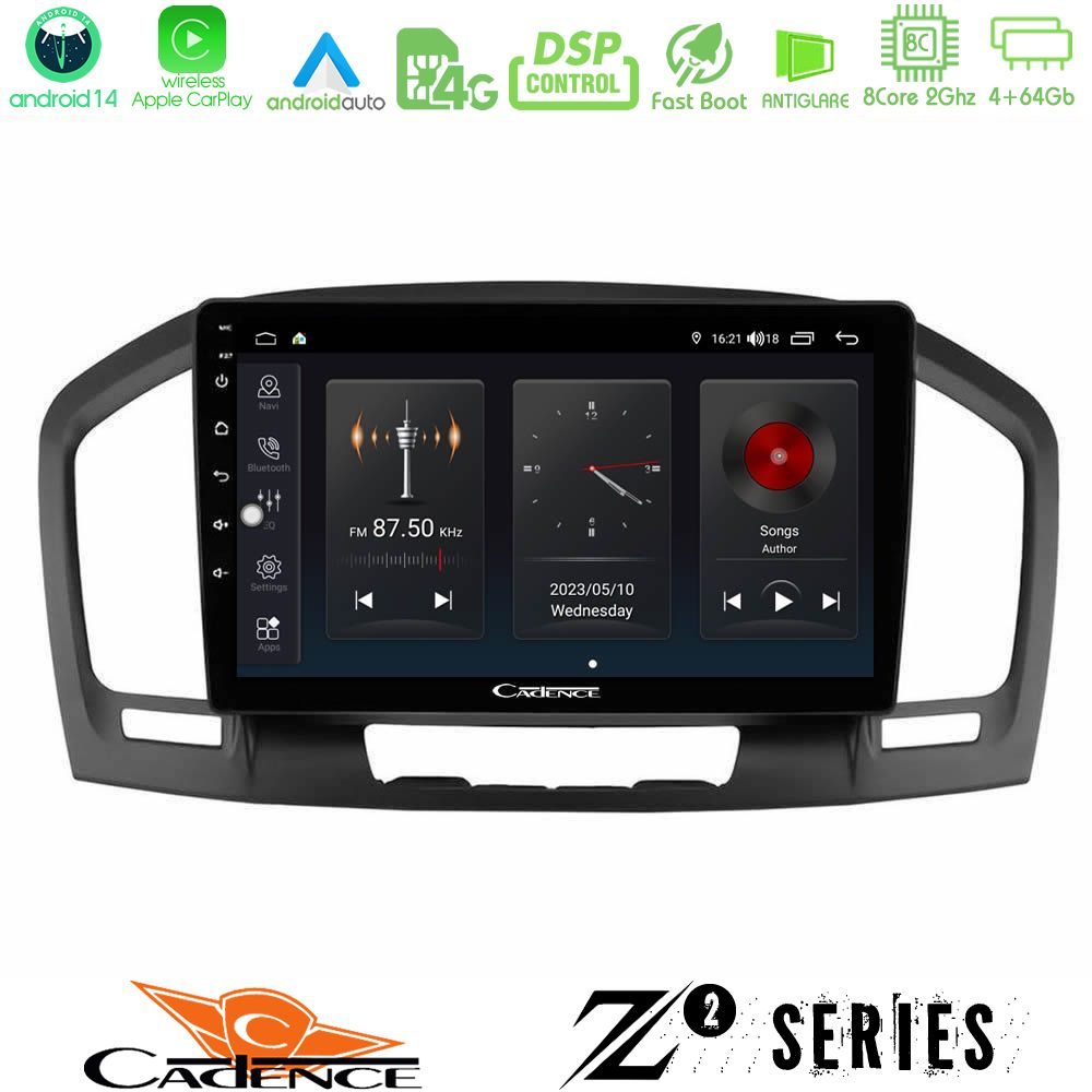 Cadence Z2 Series 8Core Android14 4+64GB Opel Insignia 2008-2013 Navigation Multimedia Tablet 9" Με Carplay & Android Auto