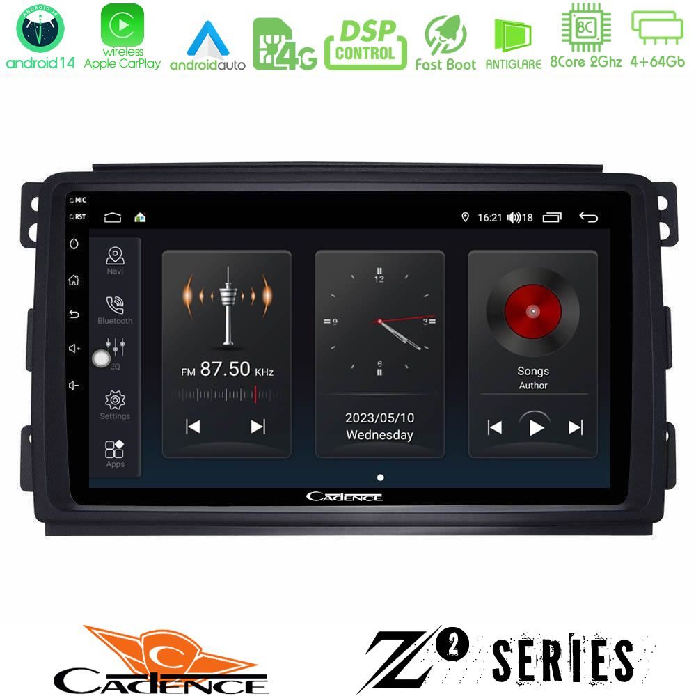 Cadence Z2 Series 8Core Android14 4+64GB  Smart 451 Navigation Multimedia Tablet 9" Με Carplay & Android Auto
