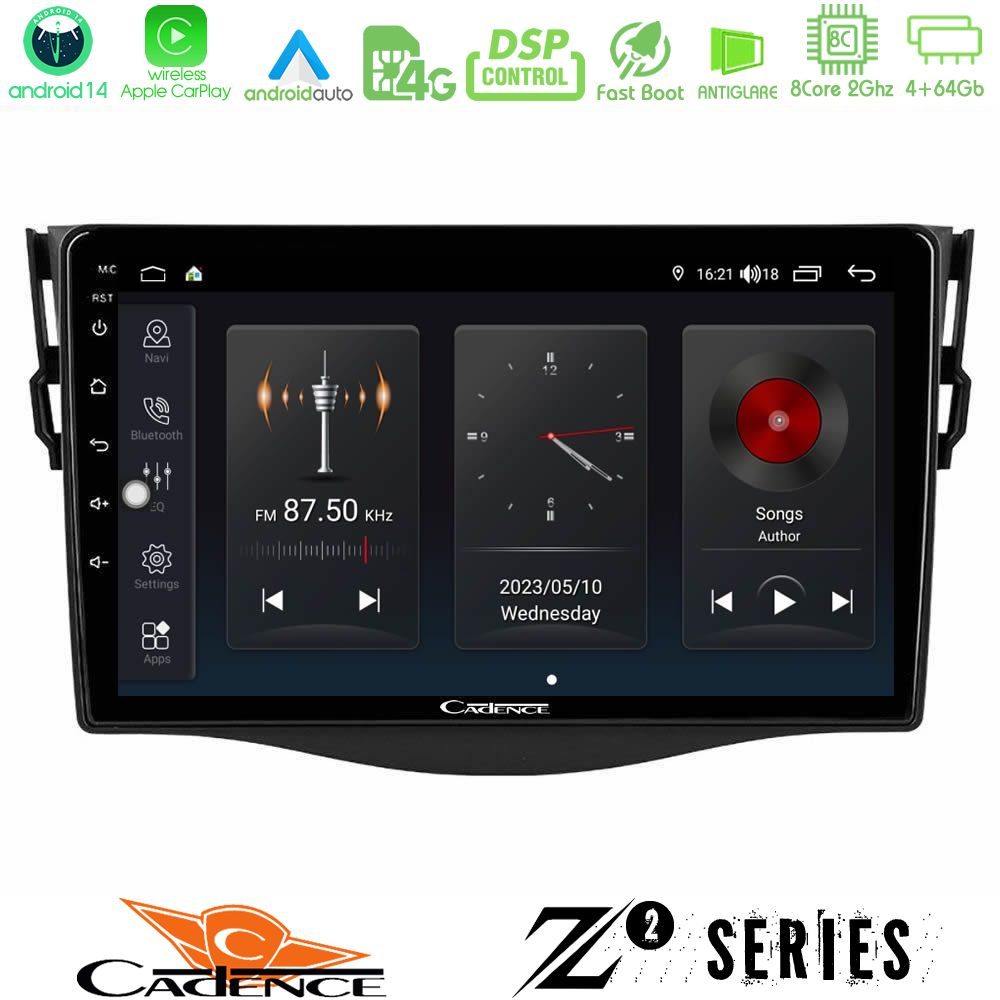 Cadence Z2 Series 8Core Android14 4+64GB  Toyota RAV4 Navigation Multimedia Tablet 9" Με Carplay & Android Auto
