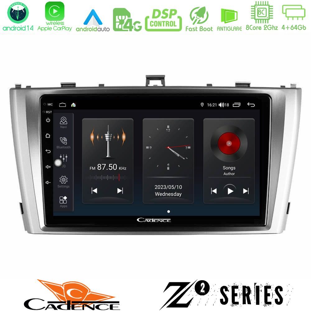 Cadence Z2 Series 8Core Android14 4+64GB  Toyota Avensis T27 Navigation Multimedia Tablet 9" Με Carplay & Android Auto