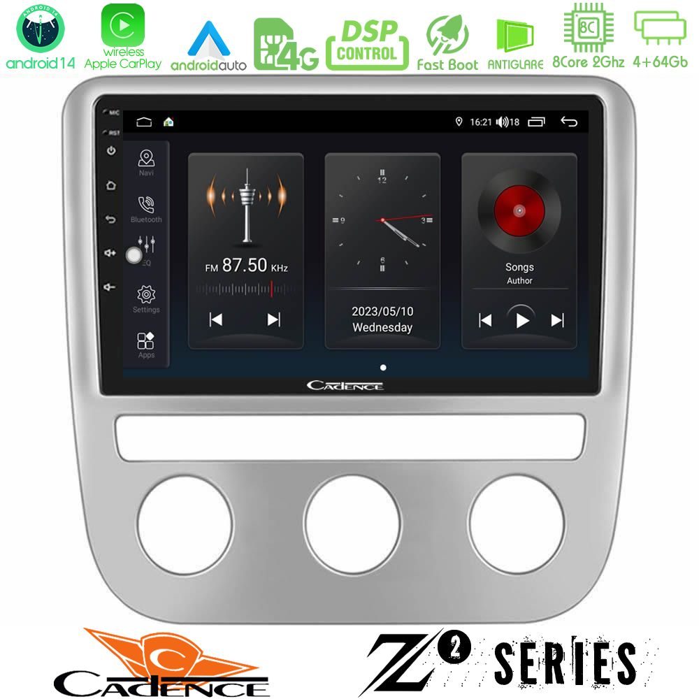 Cadence Z2 Series 8Core Android14 4+64GB  VW Scirocco 2008-2014 Navigation Multimedia Tablet 9" Με Carplay & Android Auto