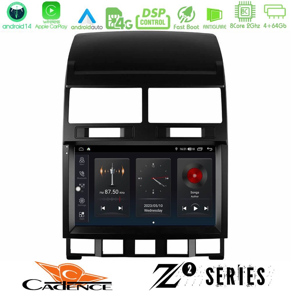 Cadence Z2 Series 8Core Android14 4+64GB  VW Touareg 2002 – 2010 Navigation Multimedia Tablet 9" Με Carplay & Android Auto