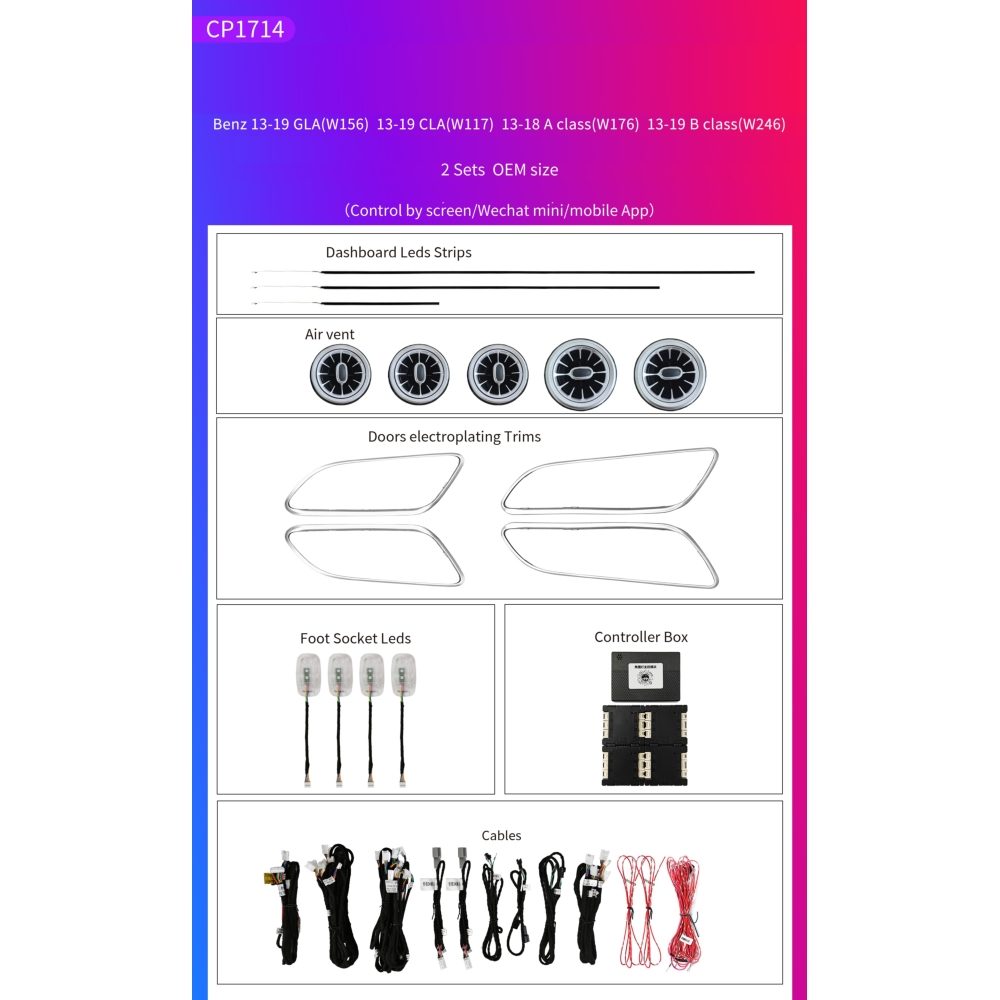 Ατμοσφαιρικός Φωτισμός Mercedes A (W176) | B (W246) | CLA (W117) | GLA (W156) Class OEM Ambient Light Full Kit