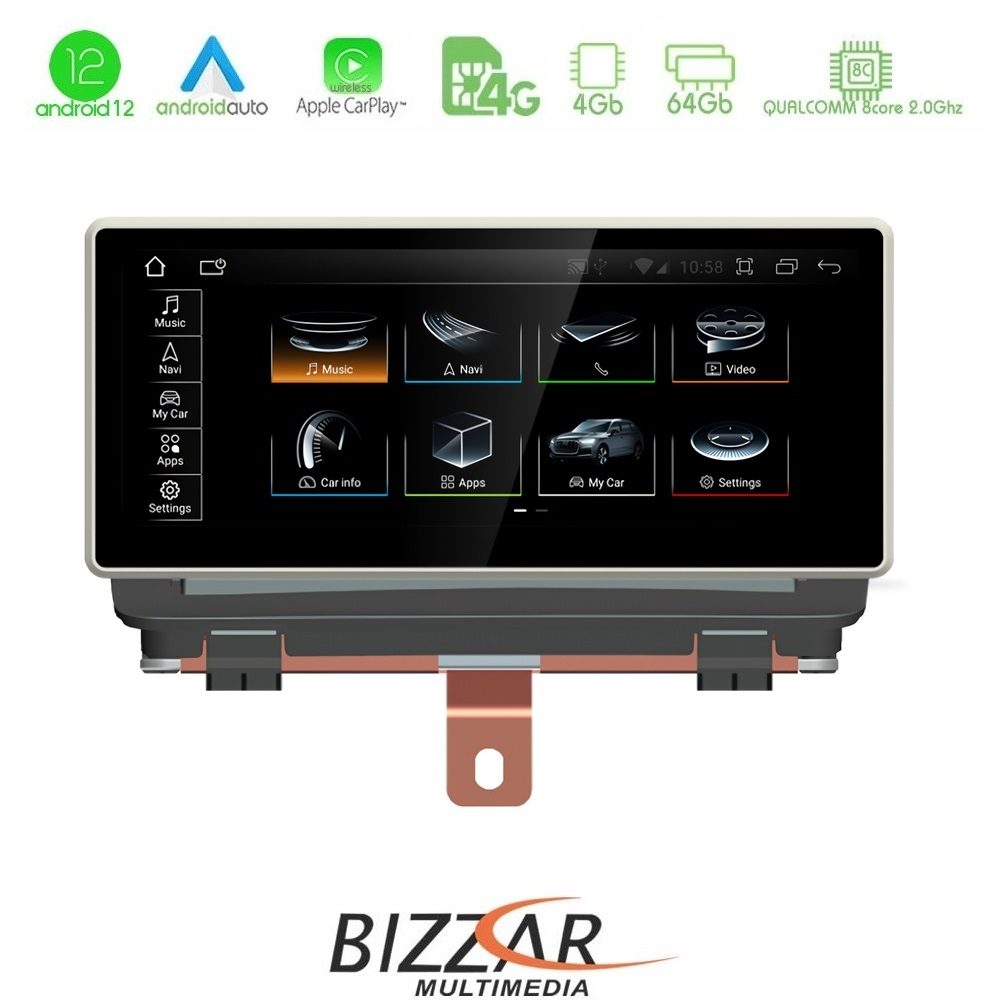 Bizzar OEM QL Series Audi Q3 (8U) 2011-2018 Android12 8Core (4+64GB) Navigation Multimedia 10.25" HD