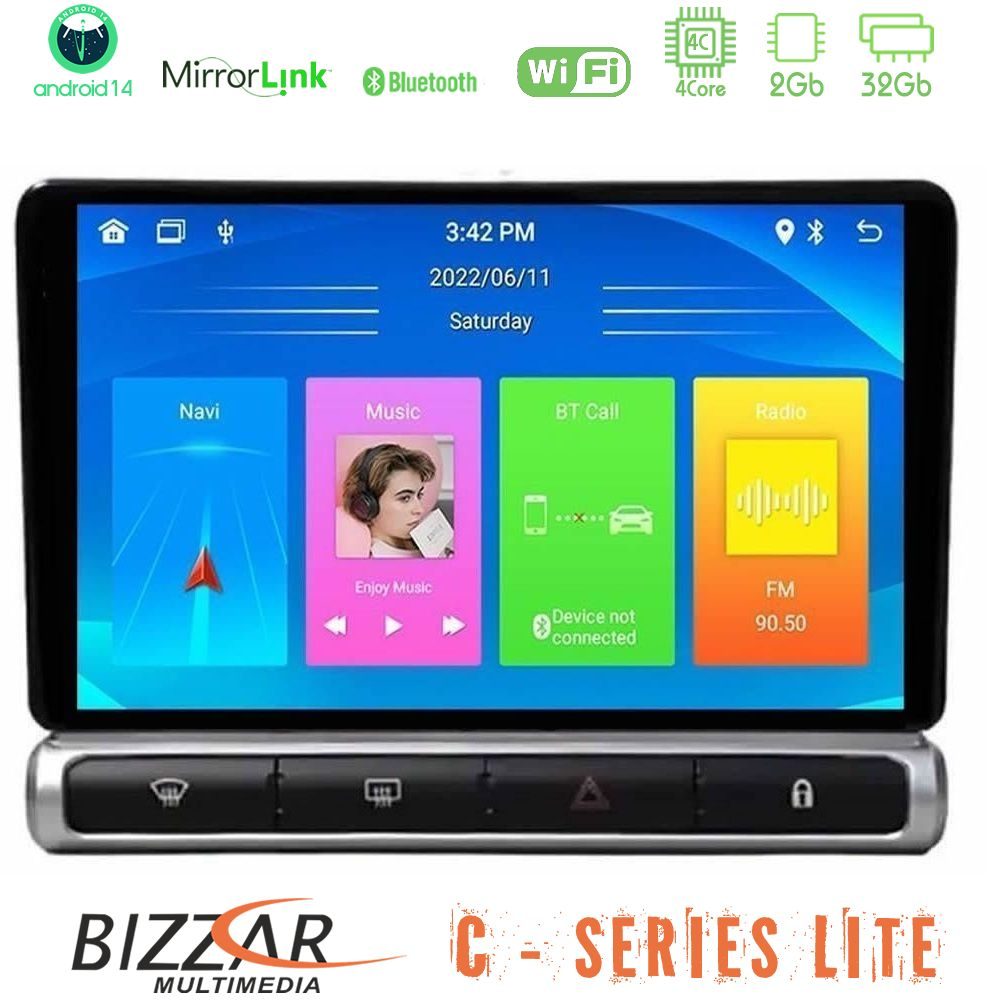 Bizzar C Series Lite 4Core Android14 2+32GB Citroen C3 2016-> Navigation Multimedia Tablet 9"