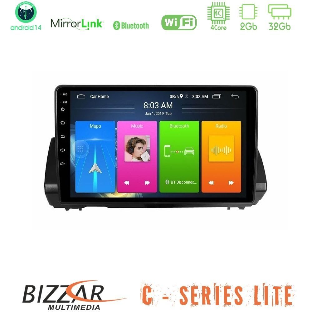 Bizzar C Series Lite 4Core Android14 2+32GB Dacia Sandero/Logan/Jogger 2022-> Navigation Multimedia Tablet 9"