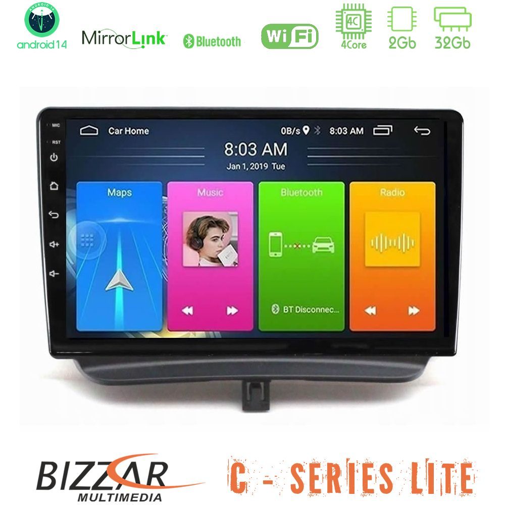 Bizzar C Series Lite 4Core Android14 2+32GB Ford Courier 2015-2023 Navigation Multimedia Tablet 9"