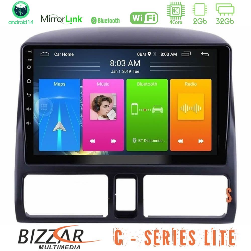 Bizzar C Series Lite 4Core Android14 2+32GB  Honda CRV 2002-2006 Navigation Multimedia Tablet 9"
