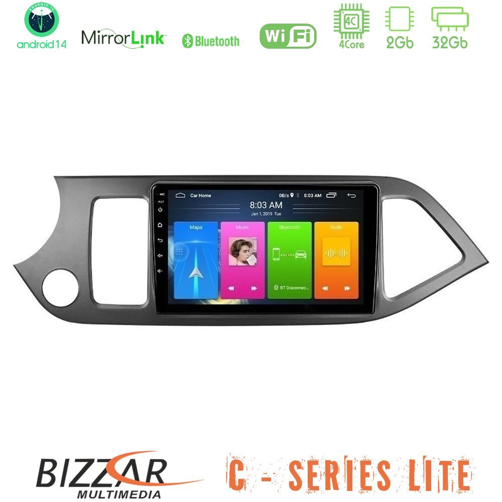 Bizzar C Series Lite 4Core Android14 2+32GB  Kia Picanto Navigation Multimedia Tablet 9"