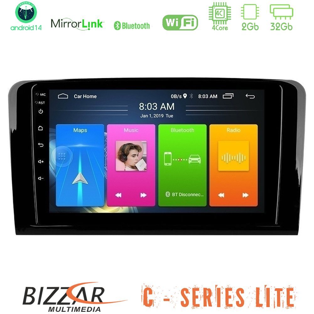 Bizzar C Series Lite 4Core Android14 2+32GB  Mercedes ML/GL Class Navigation Multimedia Tablet 9"