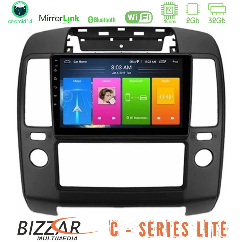 Bizzar C Series Lite 4Core Android14 2+32GB Nissan Navara Navigation Multimedia Tablet 9"
