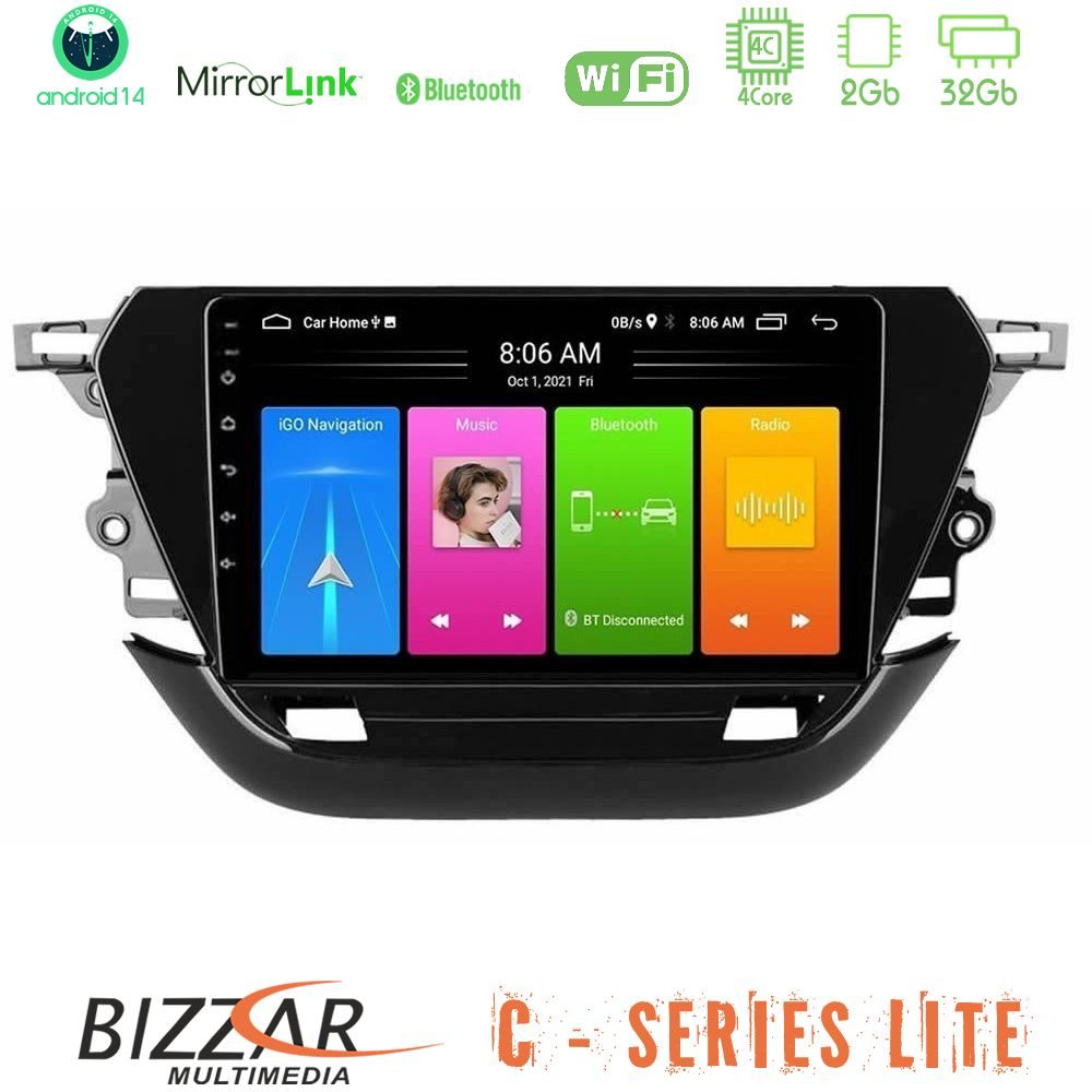 Bizzar C Series Lite 4Core Android14 2+32GB  Opel Corsa F 2019-2023 Navigation Multimedia Tablet 9"