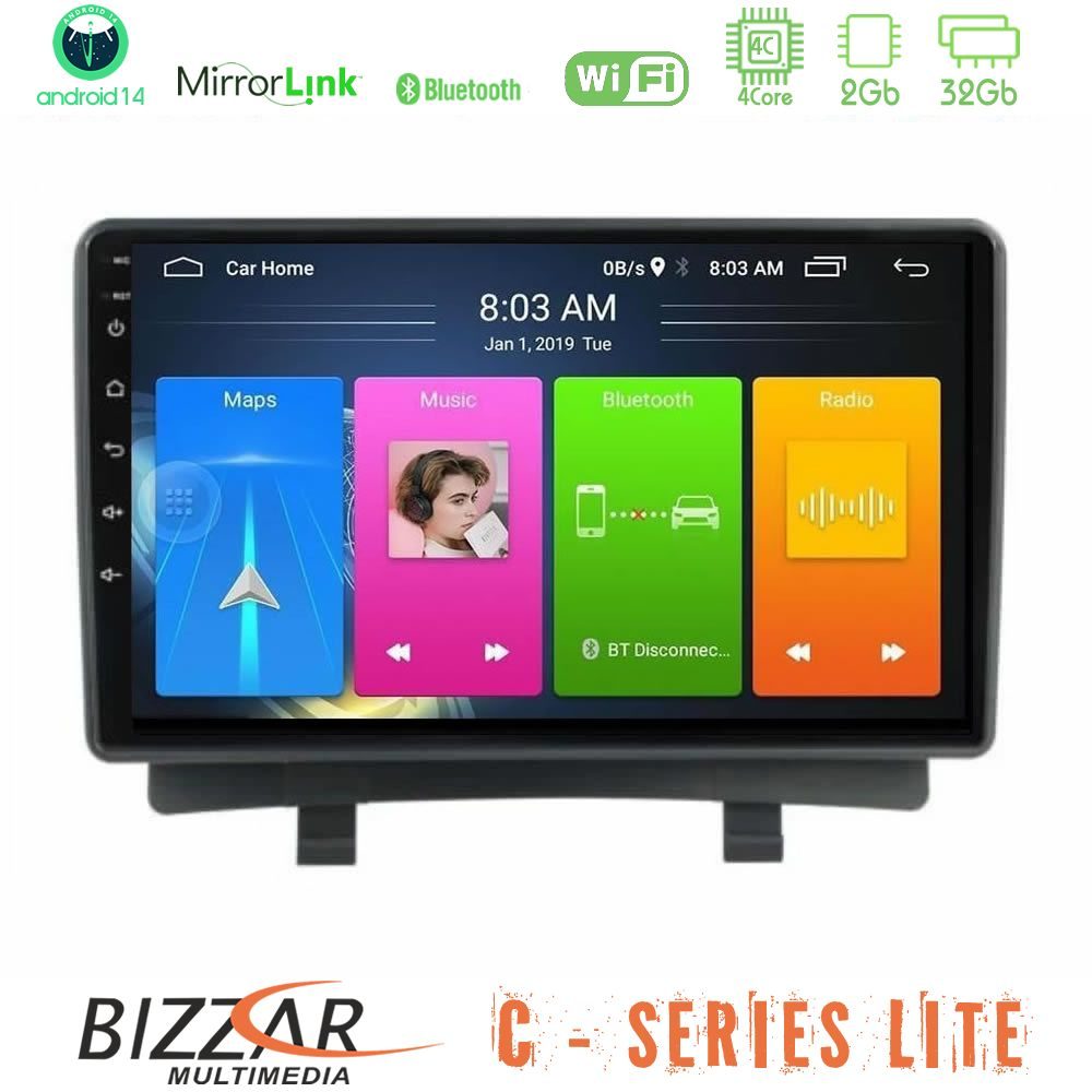 Bizzar C Series Lite 4Core Android14 2+32GB  Opel Zafira 2012-2016 Navigation Multimedia Tablet 9"